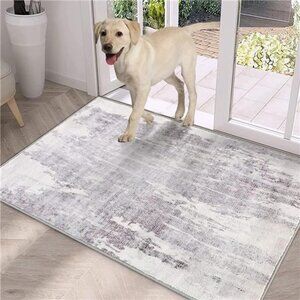 Door Mat, Front Indoor Door Mat Faux Wool Non-Slip Entryway Rug 24X36" Gray